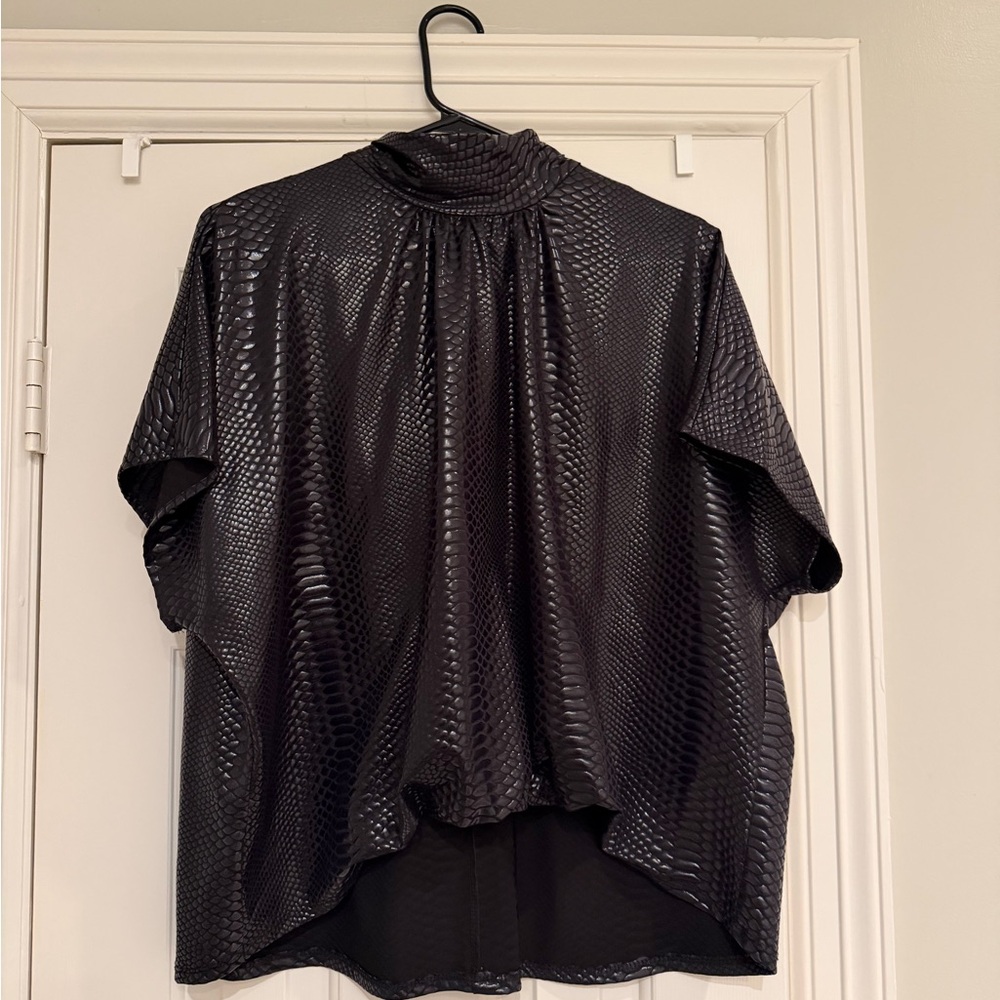 Adrienne Black Snakeskin Blouse